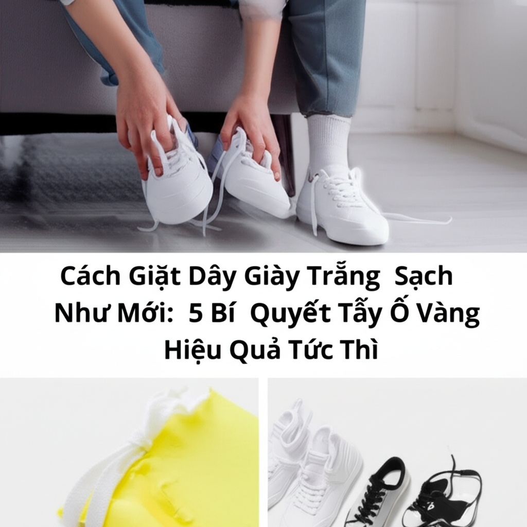 Hình minh họa cho bài viết: Cách Giặt Dây Giày Trắng Sạch Như Mới: 5 Bí Quyết Tẩy Ố Vàng Hiệu Quả Tức Thì