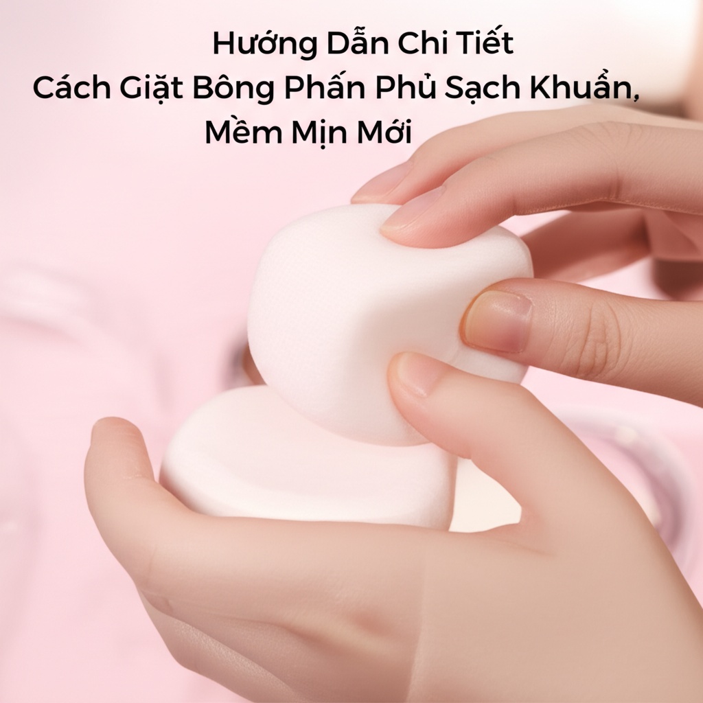 Hình minh họa cho bài viết: Hướng Dẫn Chi Tiết Cách Giặt Bông Phấn Phủ Sạch Khuẩn, Mềm Mịn Như Mới