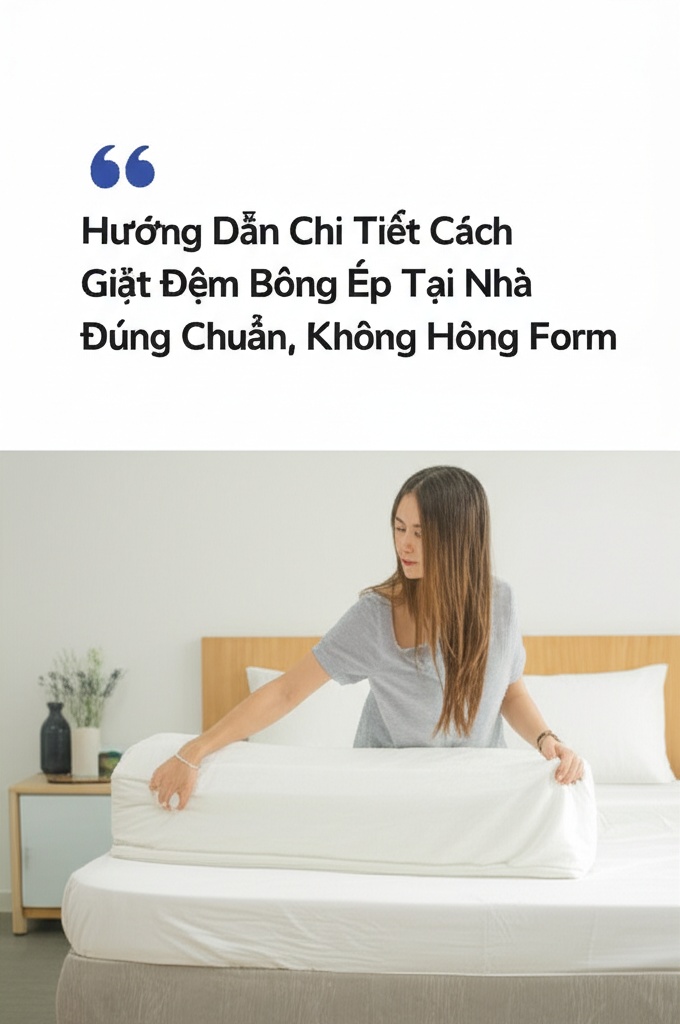 Hình minh họa cho bài viết: Hướng Dẫn Chi Tiết Cách Giặt Đệm Bông Ép Tại Nhà Đúng Chuẩn, Không Hỏng Form